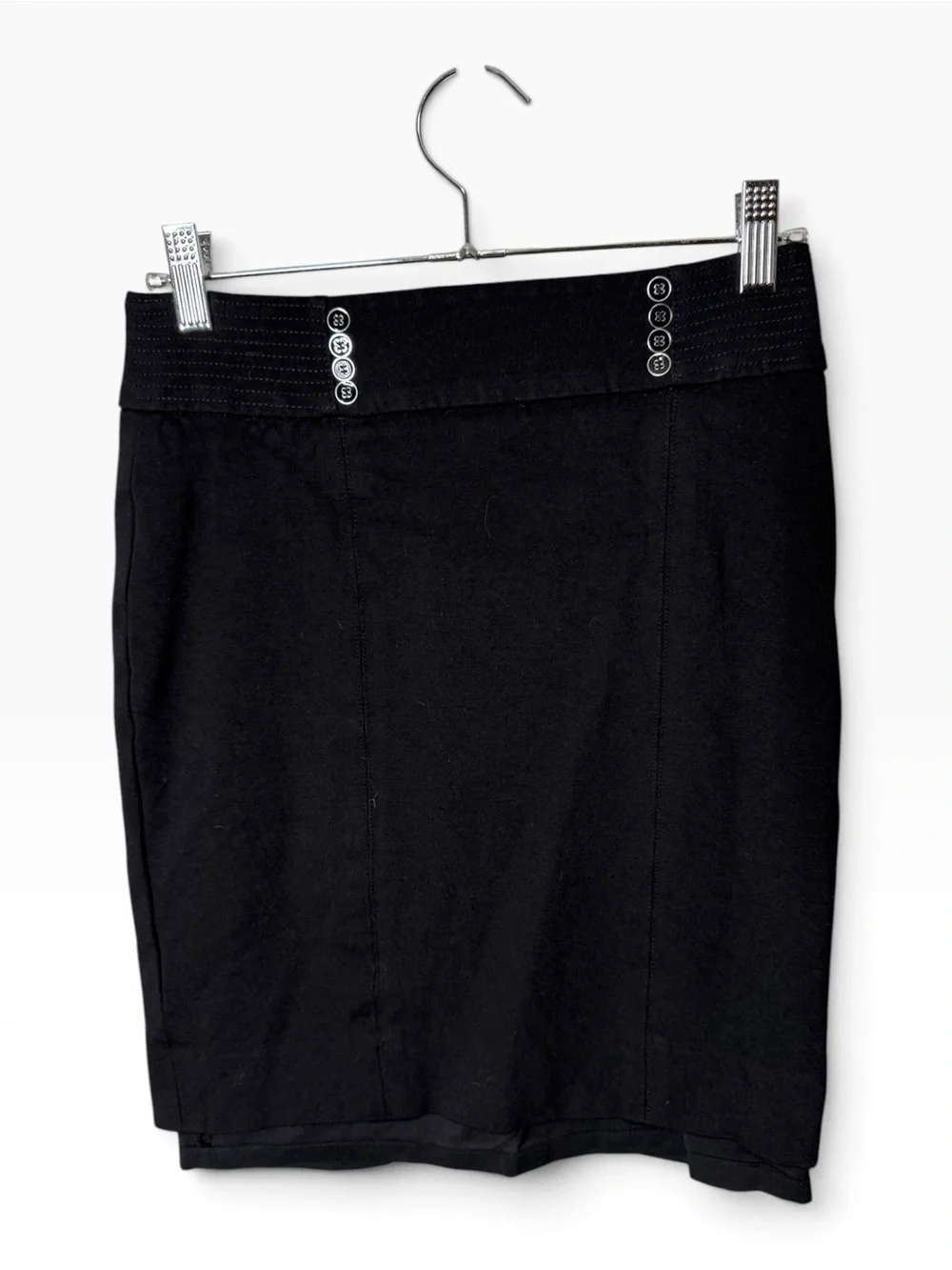 WHITE HOUSE BLACK MARKET Black Size 00 Pencil Skirt Button Accent
